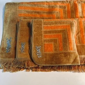 SALE UNused YSL TOWEL SET Limited 1969 Logo Stripe A++ Yves Saint Laurent Linens
